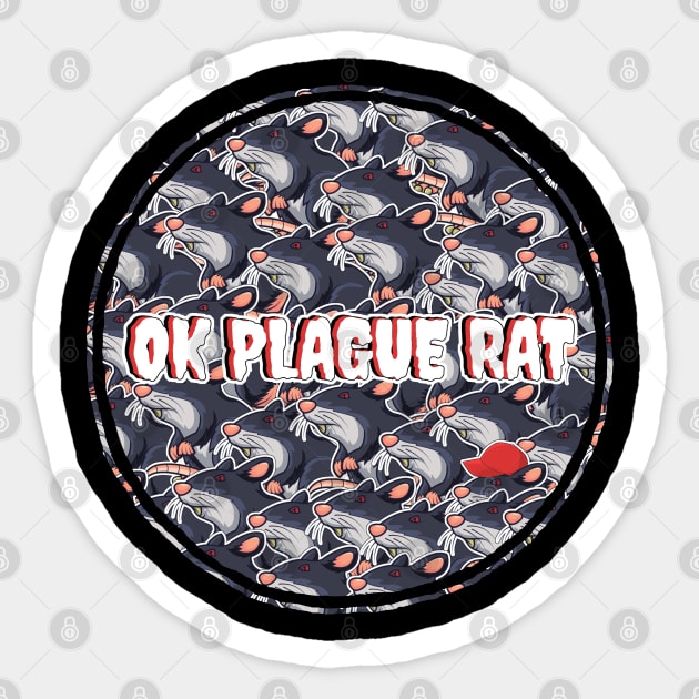 OK Plague Rat One Red Hat Crowd Design Circle Sticker by aaallsmiles